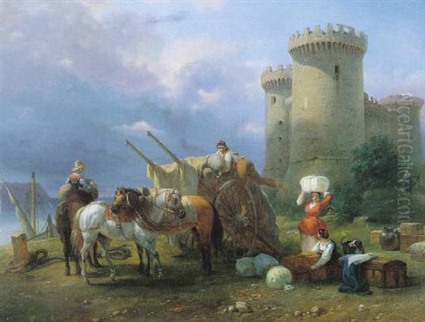 Zuiders Haventafereel Oil Painting by Guillaume Frederic Ronmy