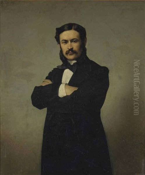 Portrait D'homme En Noir Oil Painting by Charles Ronot