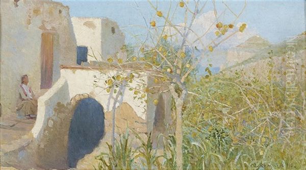 Motiv Fran Capri Oil Painting by Charlotta Sofia Roenquist