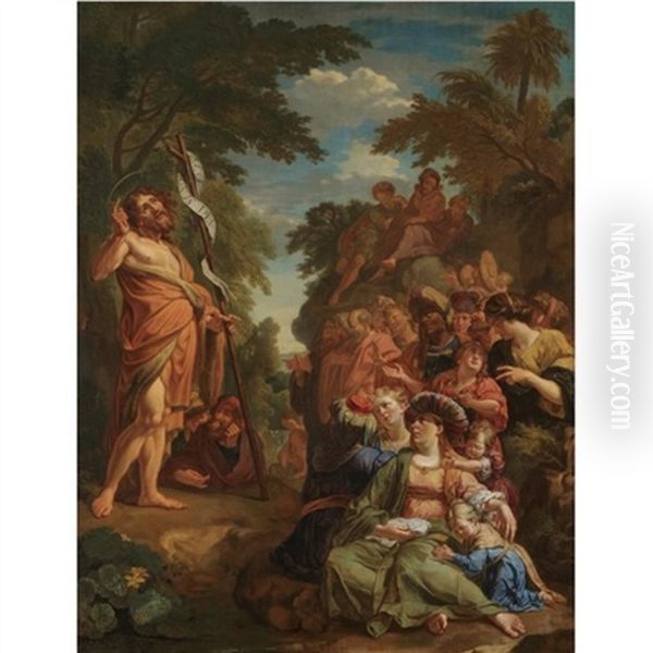 Saint John The Baptist Preaching In The Wilderness Oil Painting by Jacob Ignatius Roore
