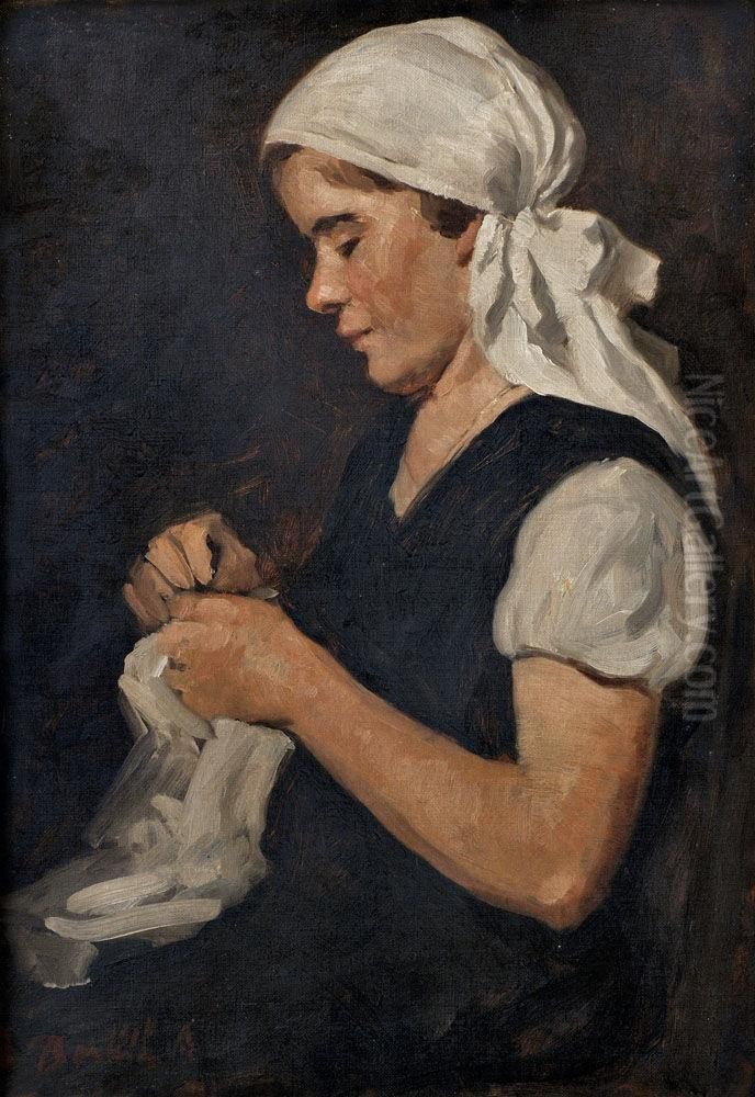 Vysivajuca Oil Painting by Andor Boruth