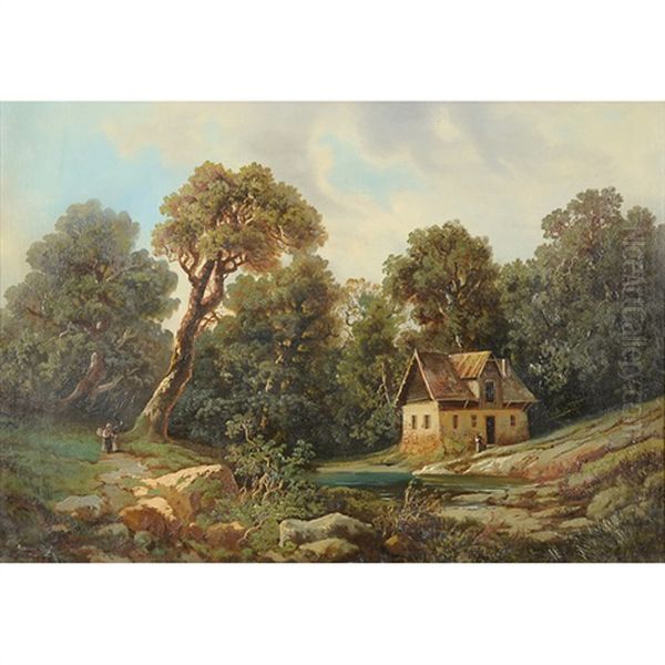 Casa Nel Bosco Oil Painting by Antonio Rose