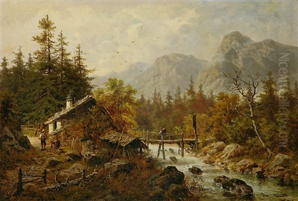 Partie Am Donatiberg In Der Steiermark Oil Painting by Julius Karl Rose