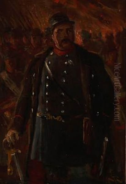Portrait Of Major Henckel Oil Painting by Vilhelm Rosenstand