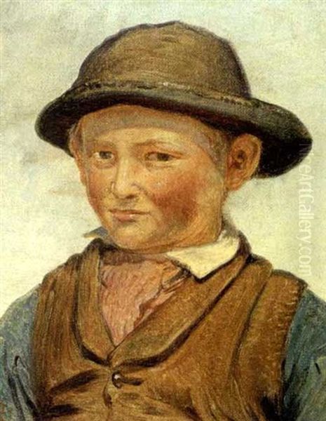 En Lille Fiskerdreng Oil Painting by Vilhelm Rosenstand