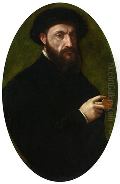Portrait Of A Lady Oil Painting by Rancesco De' Rossi (see Salviati, Cecchino Del)