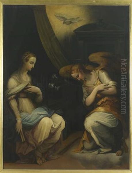 L'annonciation Oil Painting by Francesco del Rossi (Salviati)