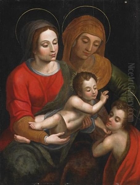 Maria Mit Dem Kind, Elisabeth Und Dem Johannesknaben Oil Painting by Rosso Fiorentino (Giovan Battista di Jacopo)