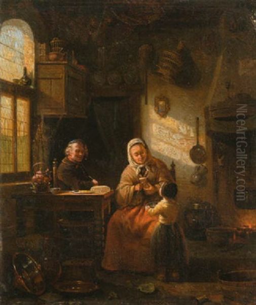 Hollandisches Kucheninterieur Oil Painting by Jan Hendrik Van Rossum Du Chattel
