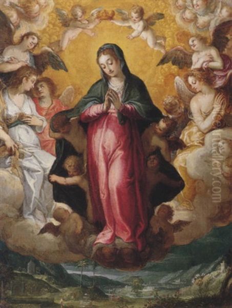 The Coronation Of The Virgin Oil Painting by Hans Rottenhammer the Elder