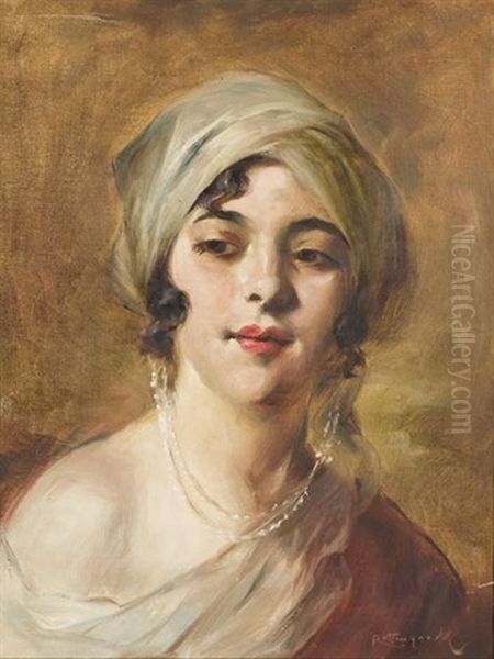 Leany Gyongysorral Oil Painting by Mozart Rottmann