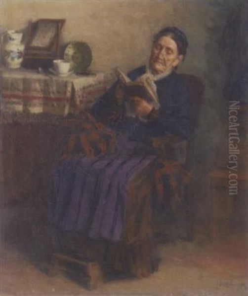 A Good Read Oil Painting by Mozart Rottmann