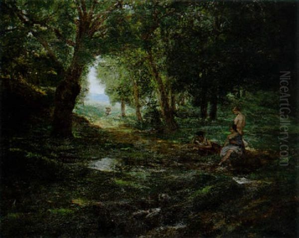 Baigneuses Dans Un Sous-bois Oil Painting by Henri Rouart