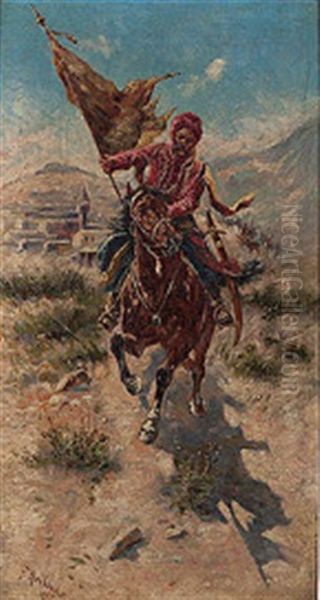 Circassian Horseman Oil Painting by Franz Roubaud