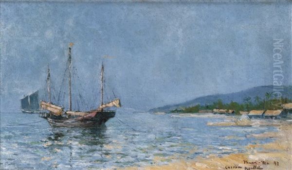 Seaside View Of Thuan An Oil Painting by Gaston Marie Anatole Roullet