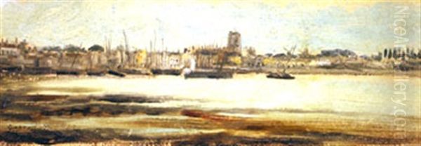 Port En Normandie Oil Painting by Gaston-Marie-Anatole Roullet