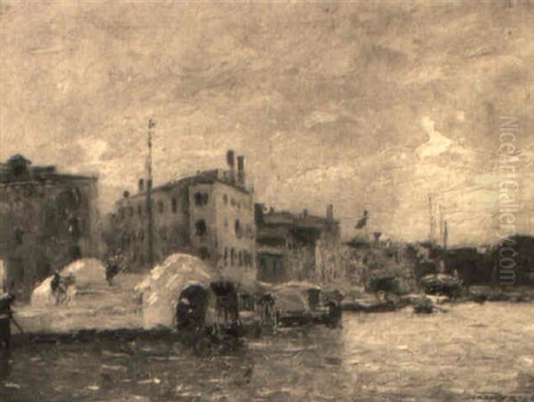 Vue De Venise Oil Painting by Gaston-Marie-Anatole Roullet