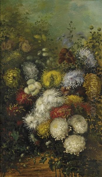 Chrysanthemums Oil Painting by Marian Ellis Rowan