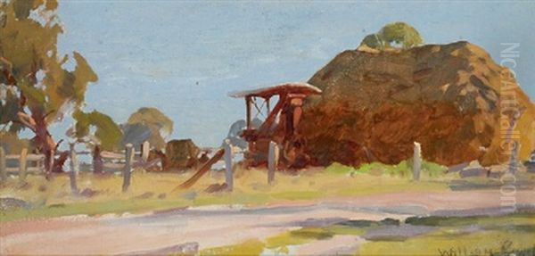 Haystacks Oil Painting by William Nicholas Rowell