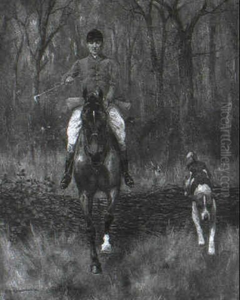 Huntsman And Hound Leaving A Covert Oil Painting by George Derville Rowlandson