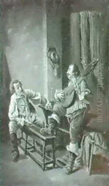 Zwei Singende Musketiere Oil Painting by Ferdinand Victor Leon Roybet