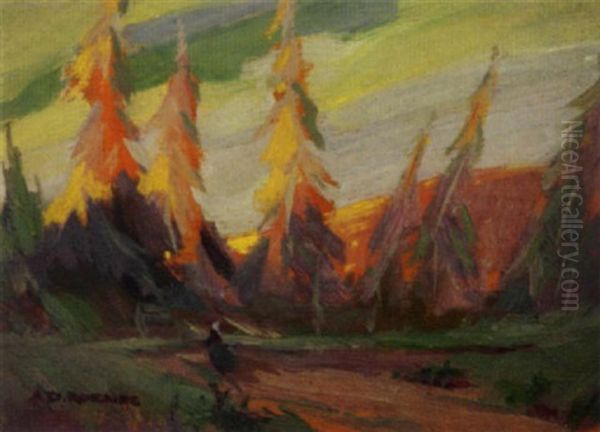 Landscape With Pine Trees Oil Painting by Arthur Dominique Rozaire