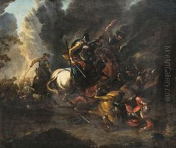 Schlachtenszene Oil Painting by Georg Philipp Rugendas the Elder