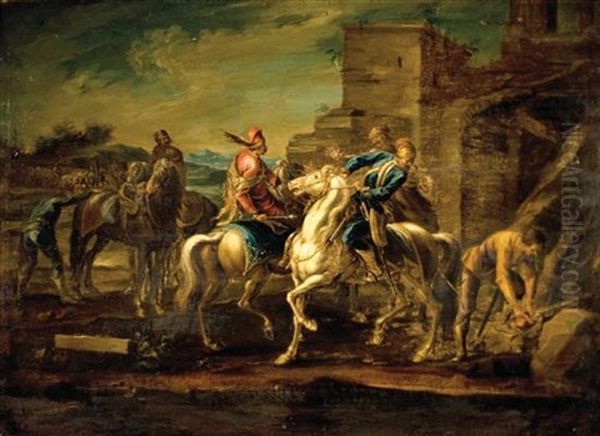 Riders Oil Painting by Georg Philipp Rugendas the Elder