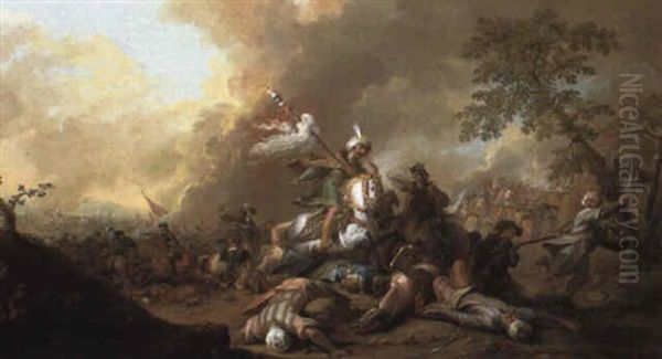 Cavalry Skirmish Between Turks And Christians Oil Painting by Rugendas, Georg Philipp I