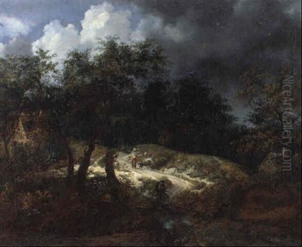Waldlandschaft Mit Aufsteigendem Gewitter Oil Painting by Jacob Van Ruisdael