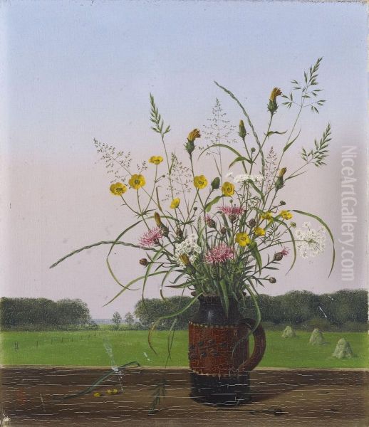 Landschaft Mitfeldblumenstraus Oil Painting by Herbert Bottger
