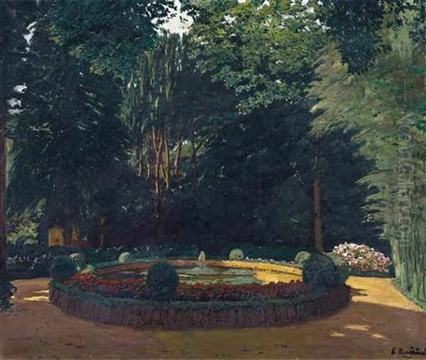 Brollador Del Parc Bades, Arbucies Oil Painting by Santiago Rusinol
