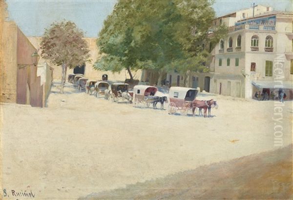 Paseo De Mallorca Oil Painting by Santiago Rusinol