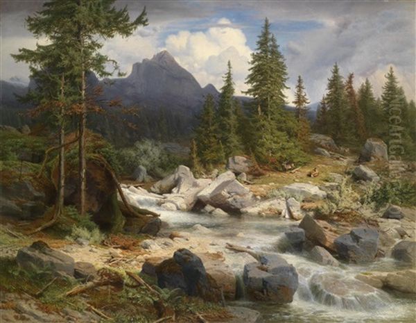 Partie Aus Der Ramsau Oil Painting by Robert Russ