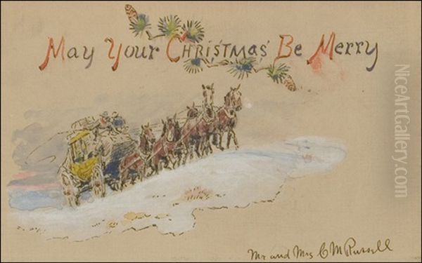 Letter To Frank Kerr (+ 3 Others, Similar; 4 Works) Oil Painting by Charles Marion Russell