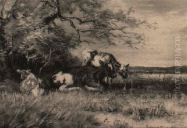 Grazing Cattle Oil Painting by George Horne Russell