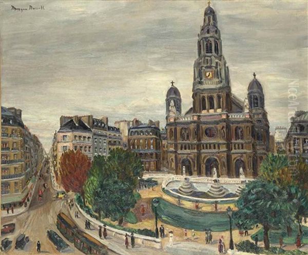 Paris, La Place De La Trinite Oil Painting by Morgan Russell