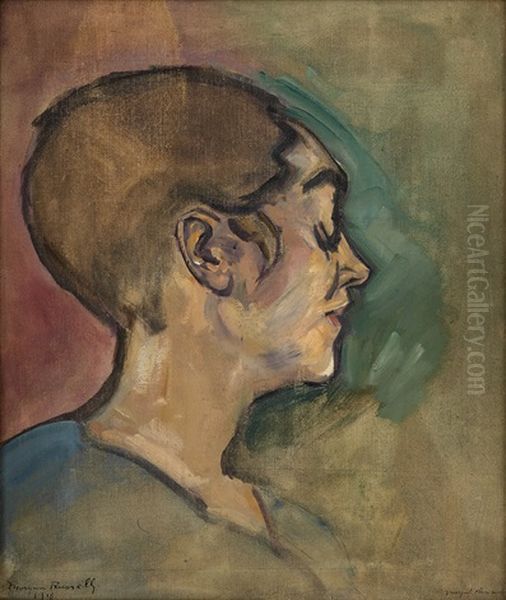 Portrait Study Oil Painting by Morgan Russell