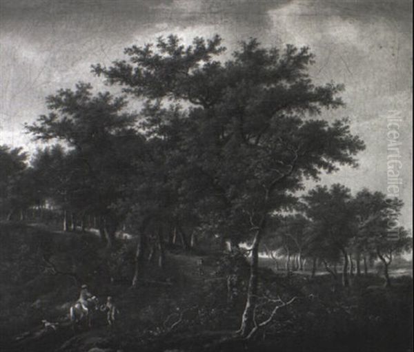 Figures In A Landscape Oil Painting by Jacob Salomonsz van Ruysdael