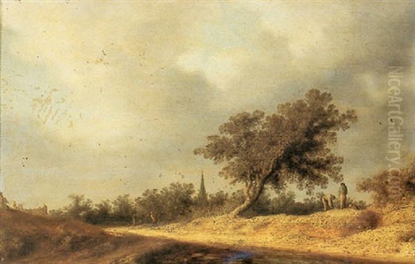 Paysage Pres D'un Arbre Dans La Campagne Hollandaise Oil Painting by Salomon van Ruysdael