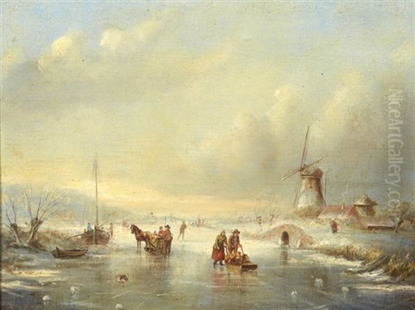 Paysage D'hiver Oil Painting by Jean (Jan) Michael Ruyten