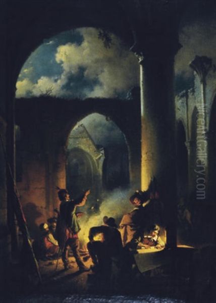 Secret Meeting Among The Ruins Oil Painting by Jean (Jan) Michael Ruyten