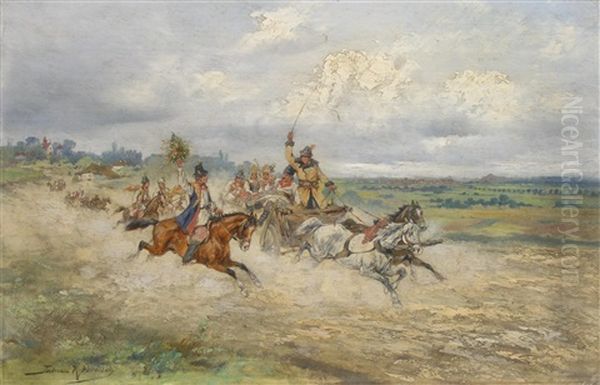 Wesele Krakowskie Oil Painting by Tadeusz Rybkowski