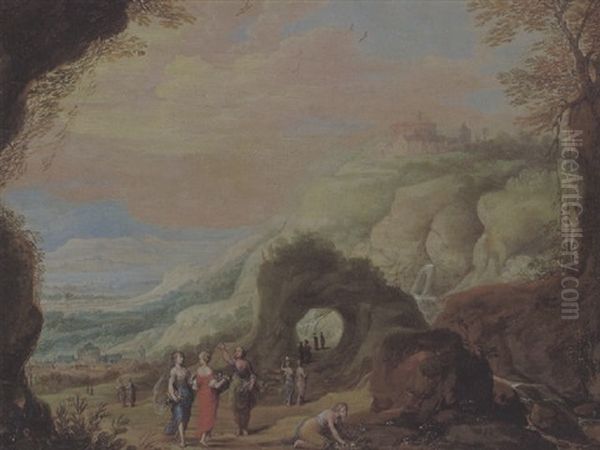 Gebirgslandschaft Mit Figuren Oil Painting by Marten Ryckaert