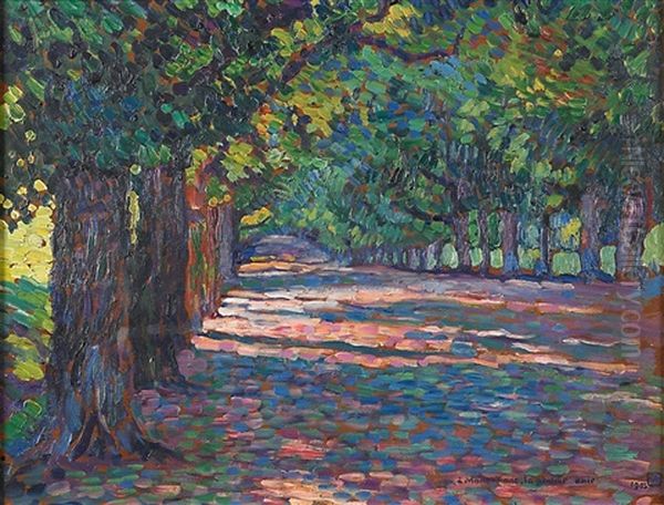 Untitled (tree Lined Path) Oil Painting by Theo van Rysselberghe