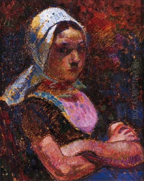 Jeune Bretonne Oil Painting by Theo van Rysselberghe
