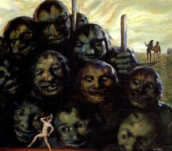 Una Espaniola En El Infierno (+ Jesus Med Korset, Verso) Oil Painting by Daniel Sabater Y Salabert