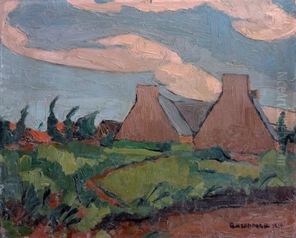 Cote Du Nord, Maisons A Plouarnech Oil Painting by Georges Hanna Sabbagh