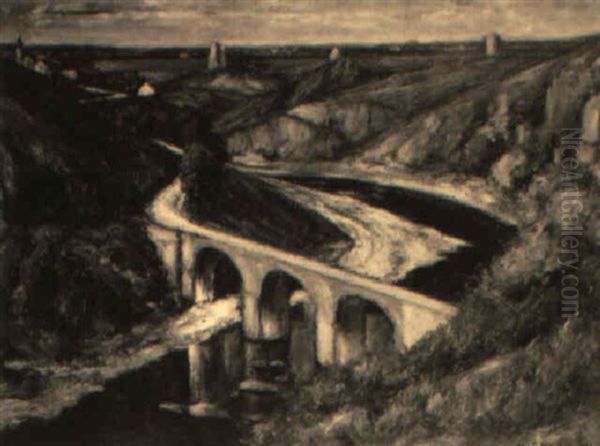 Le Pont De La Creuse A Crozant Oil Painting by Georges Hanna Sabbagh