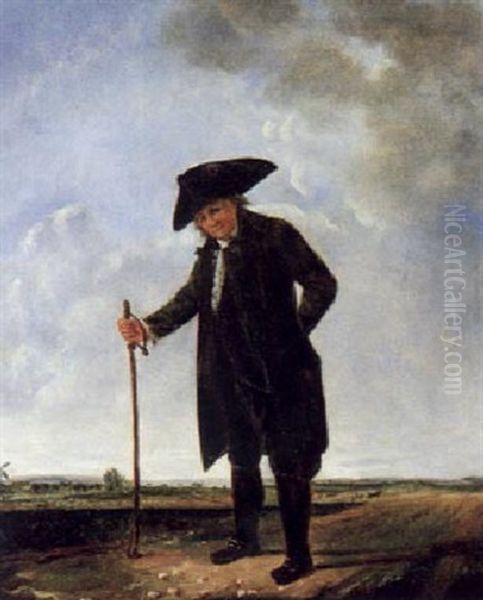 Bildnis Eines Herrn Mit Dreispitz In Einer Landschaft Oil Painting by Francois Jean (Jean Francois) Sablet